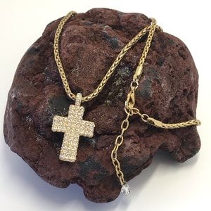 Vintage Gold Tone Cross Necklace